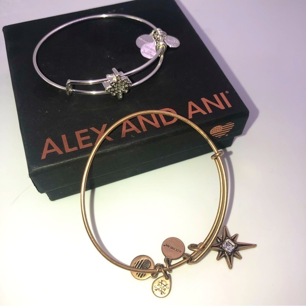 X2 Alex & Ani Bracelets Bronze & Silver Tone Adjustable / 2.1” Diameter